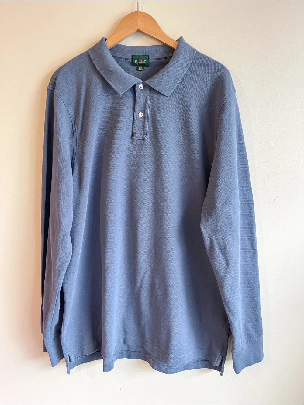 J. Crew Men's Long-Sleeve Polo in Slate Blue